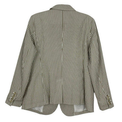A New Day Beige & White Striped Button Down Blazer