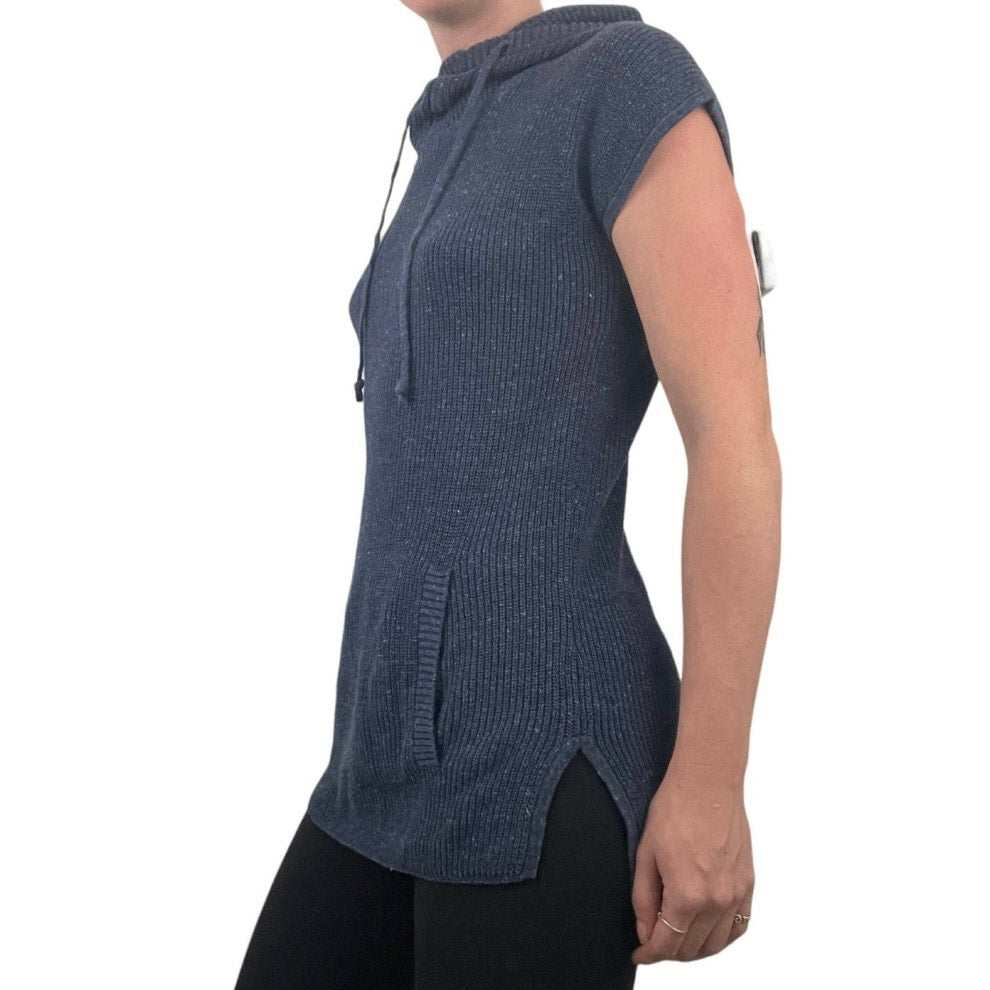 Athleta Navy Blue Soft Knit Sleeveless Hoodie