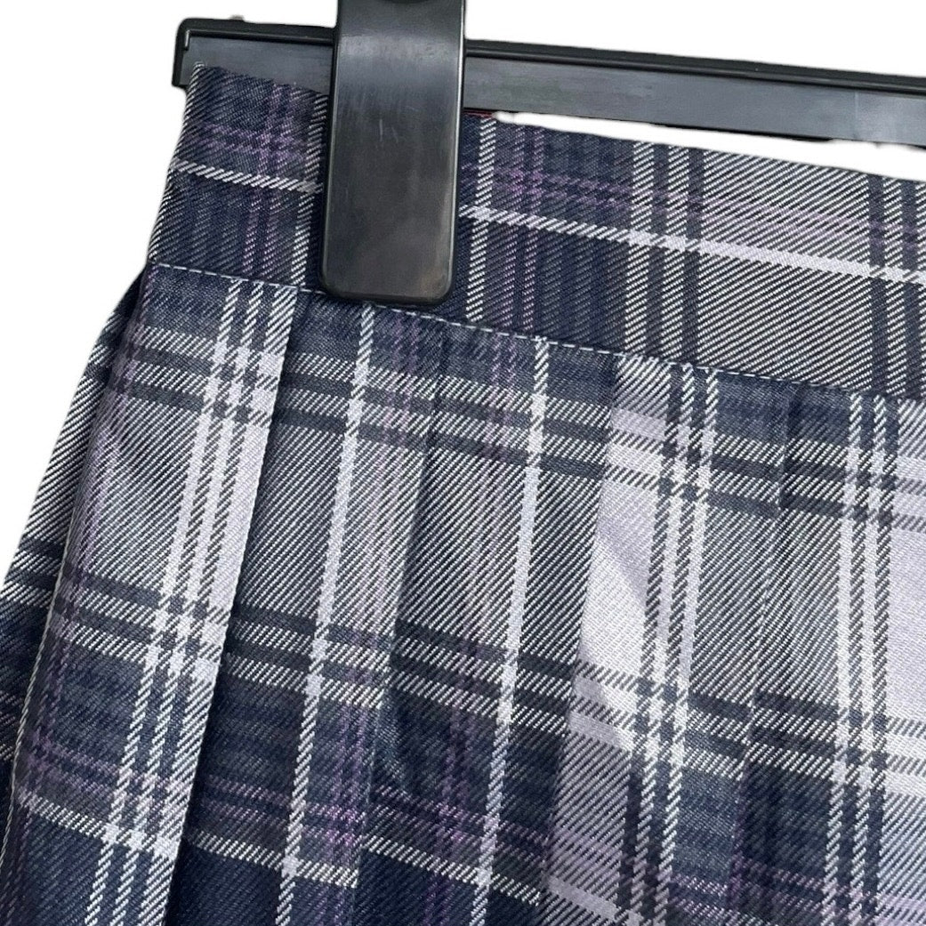Hug Sunshine Juniors Navy Blue & Grey Plaid Pleated Mini Skirt