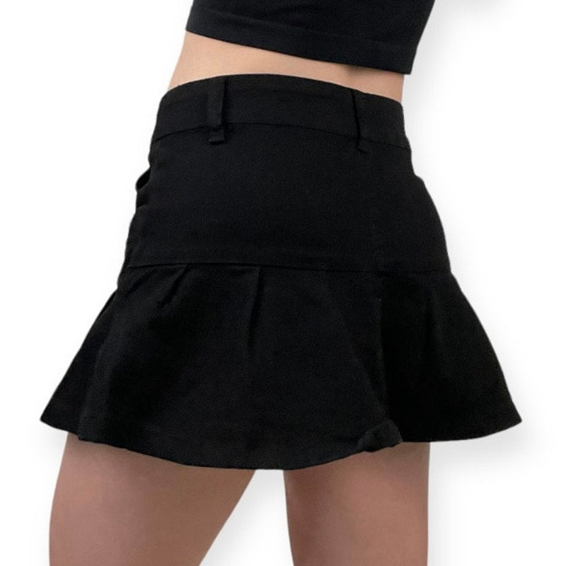 Jeans Black Denim Flare Mini Skirt