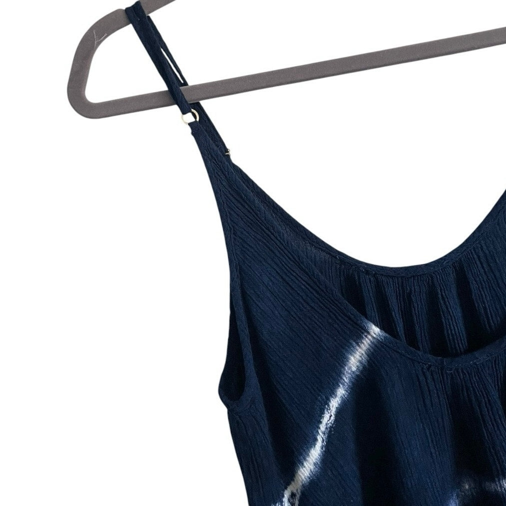 Navy Blue & White Tie Dye Striped Mini Dress