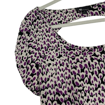 AB Studio Purple Short Sleeve Cutout Back Blouse