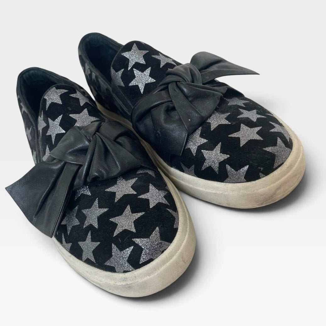 Vaneli Sport Black & Silver Star Print Slip On Sneakers