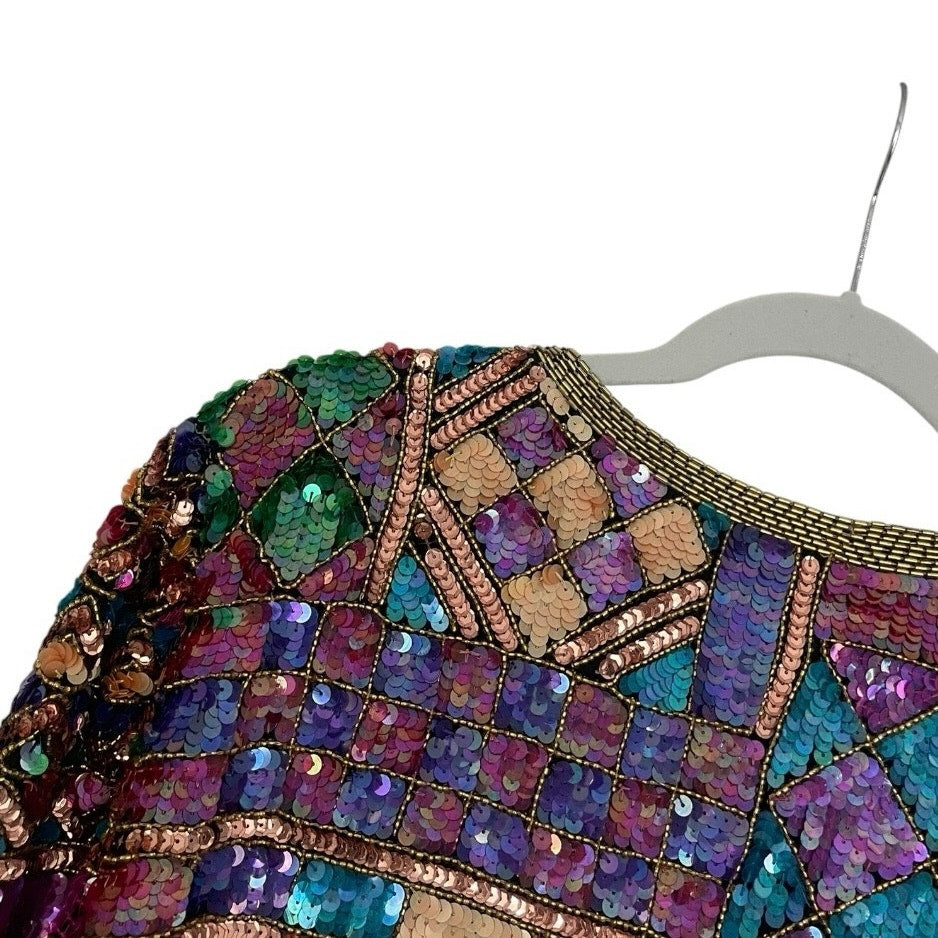 Laurence Kazar Vintage Geometric Sequin Beaded Evening Jacket