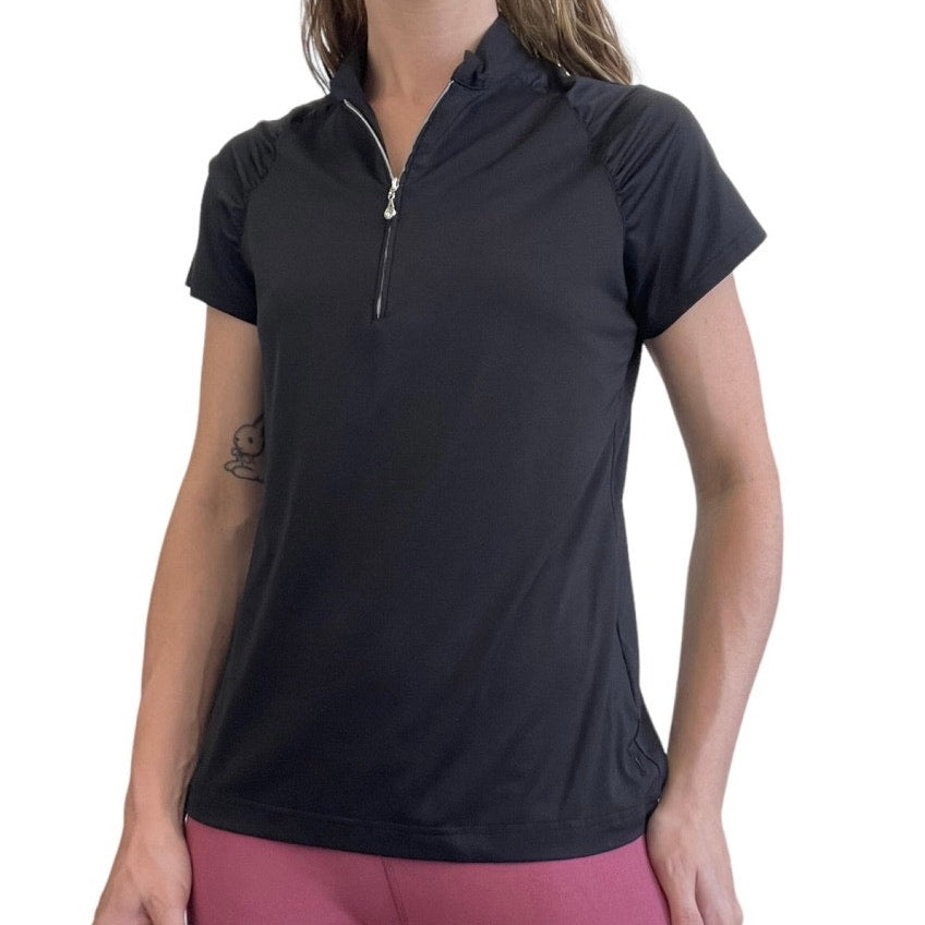 Sport Haley Black Short Sleeve Active Golf Quarter Zip Top