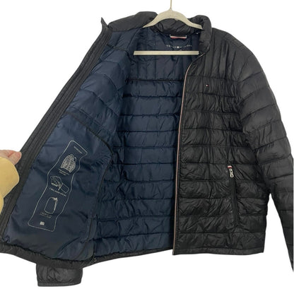 Tommy Hilfiger Mens Black Packable Zip Up Puffer Jacket