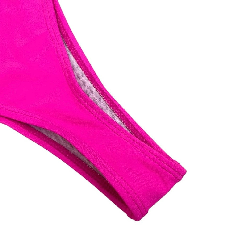 Hot Pink High-Cut Cheeky Thong Bikini Bottoms