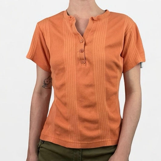 Cabela's Orange Ribbed Short Sleeve Top