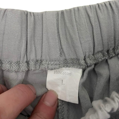 Grey Cotton Drawstring Mini Shorts