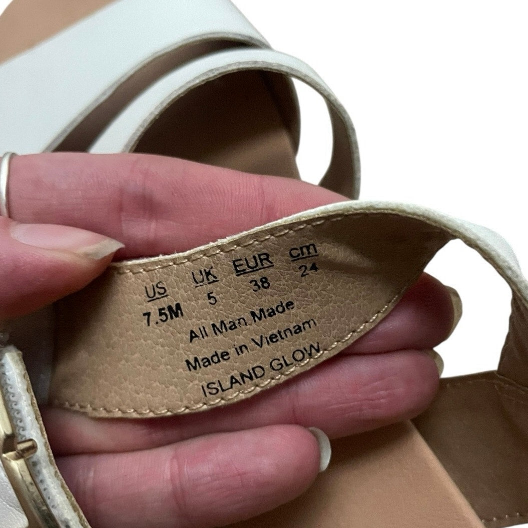 Dr. Scholl's Island Glow White & Beige Faux Leather Strappy Sandals