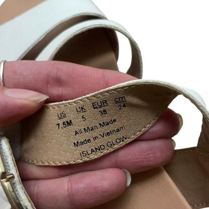 Dr. Scholl's Island Glow White & Beige Faux Leather Strappy Sandals