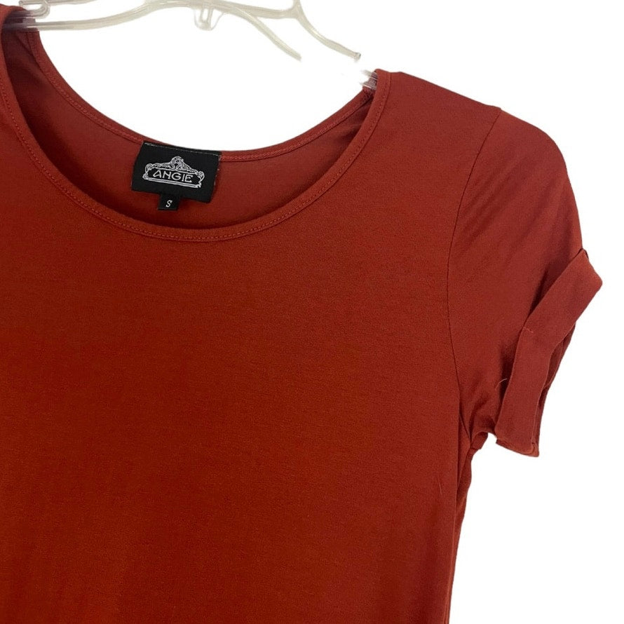 Angie Burnt Orange Soft Short Sleeve Blouse