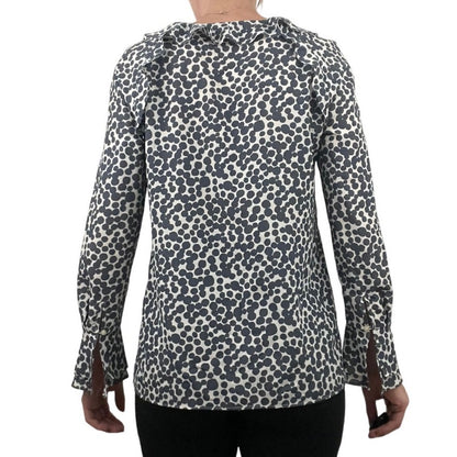 Banana Republic Blue & White Polka Dot Long Sleeve Blouse