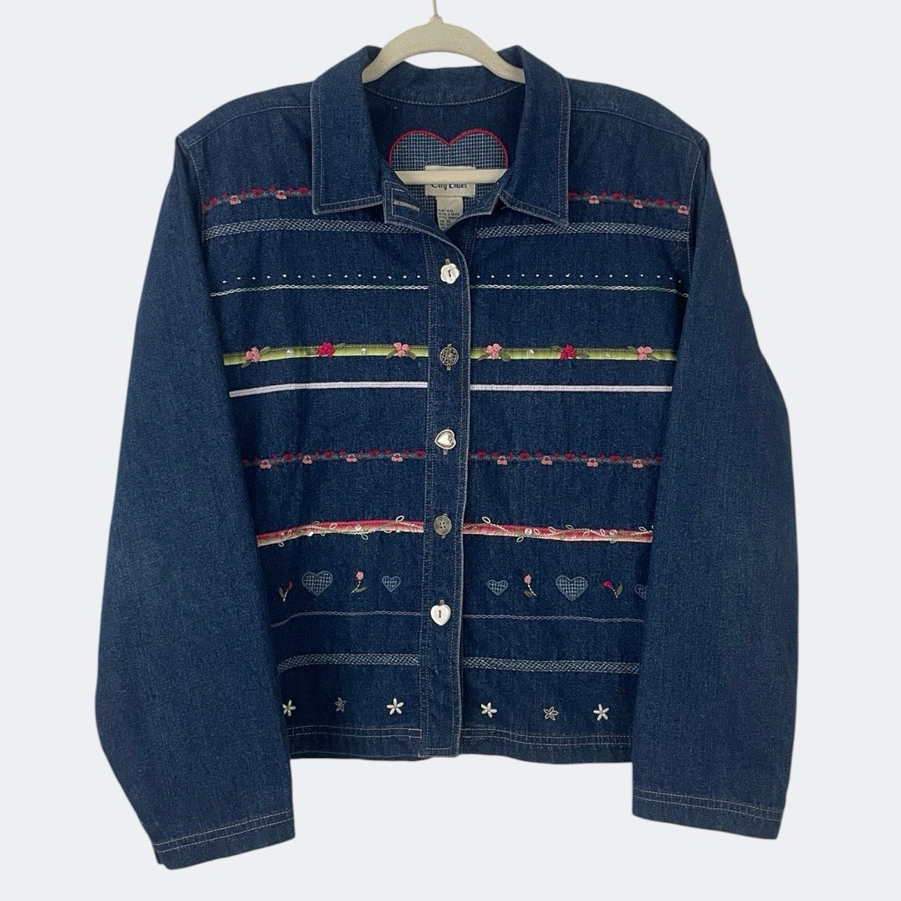 Koret City Blues Vintage Embroidered Denim Button Down Jacket
