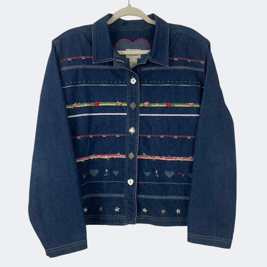Koret City Blues Vintage Embroidered Denim Button Down Jacket