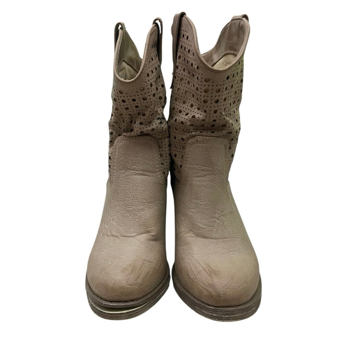 FrancescoMilano Tan Genuine Leather Western Heeled Boots