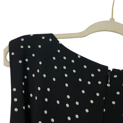 Tahari Black & White Polka Dot A-Line Midi Dress