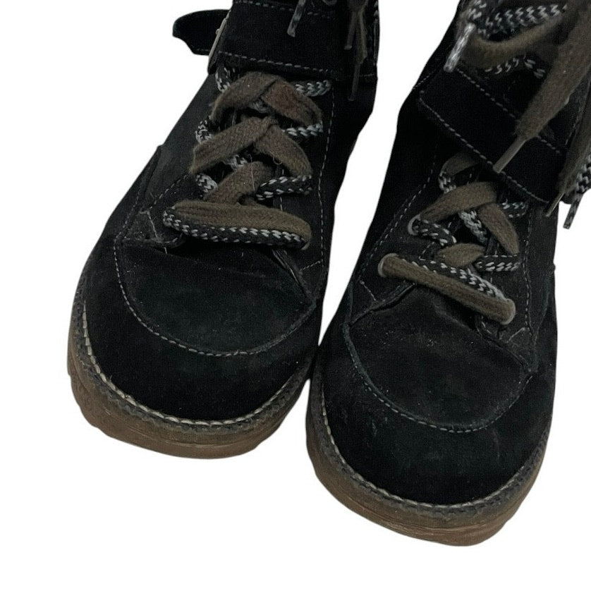 Colony Black Suede Knit Cuff Lace Up Combat Ankle Boots