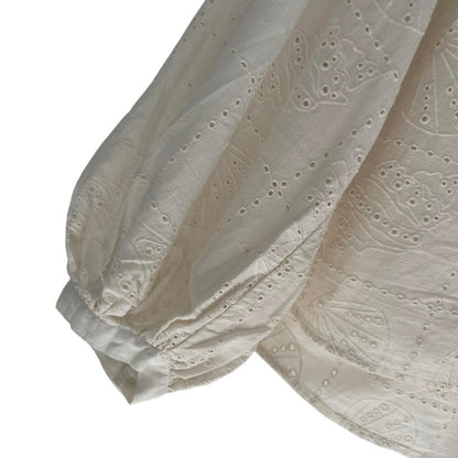 Universal Thread Cream Shell Eyelet Embroidered Puff Sleeve Blouse