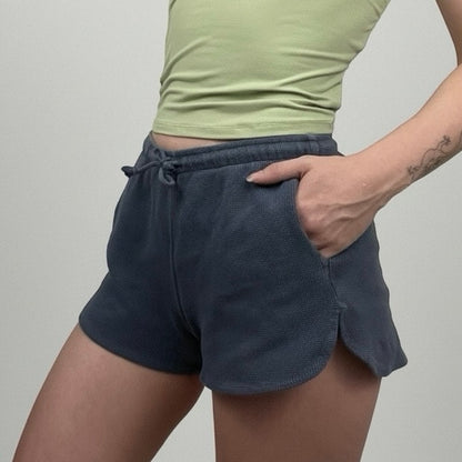 John Galt Blue Waffle Knit Casual Mini Lounge Shorts