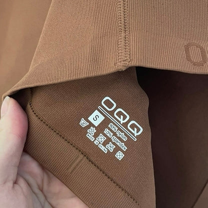 OQQ Brown Active Ribbed Cropped Top