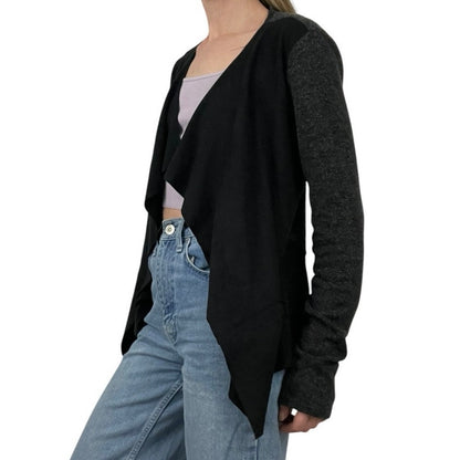 Mod-O-Doc Soft Black Suede and Grey Knit Cardigan Sweater