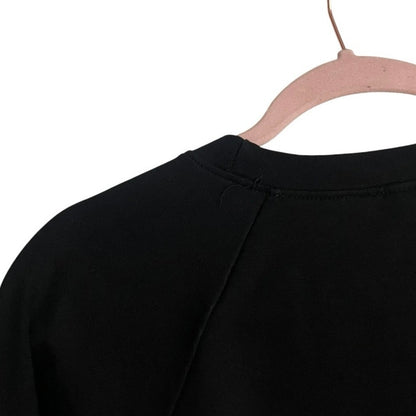 Astonishing Power Black Cropped Lace Side Long Sleeve Top