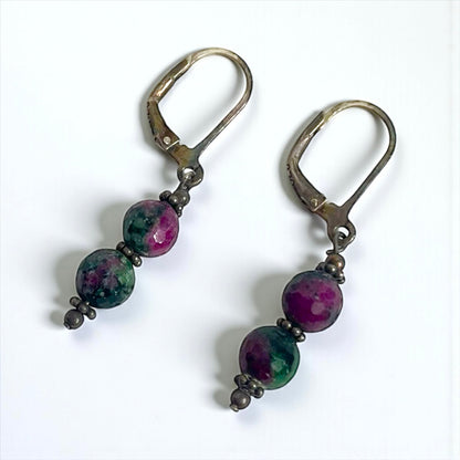 Vintage Purple & Green Beaded Earrings