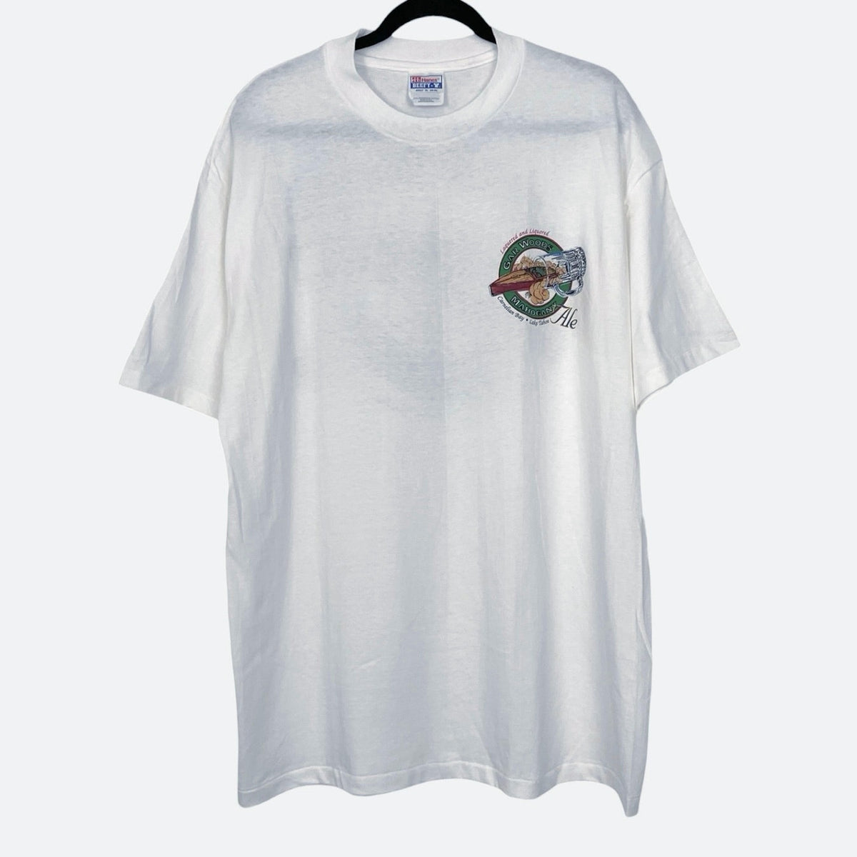 Vintage 90s White Gar Woods Mahogany Ale Lake Tahoe Beer Graphic Tee