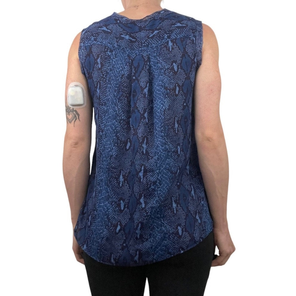 Banana Republic Blue Sheer Snakeskin Print Blouse