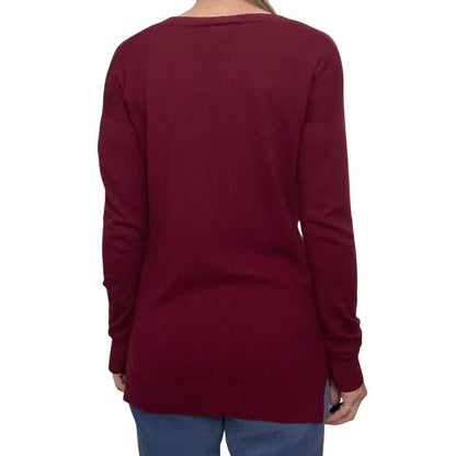 Pixley Red Cutout Shoulder V-Neck Sweater