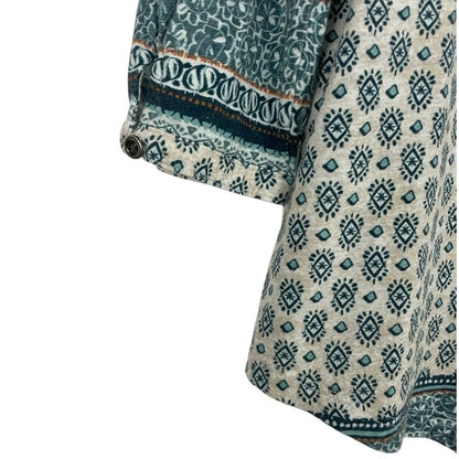 Orvis Blue & Cream Boho Quarter Sleeve Top