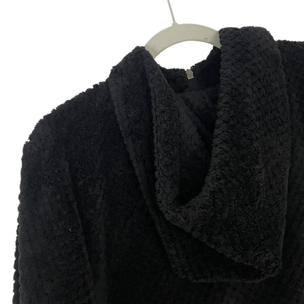 Kohl's Black Fluffy Quarter Zip Hoodie Sweatshirt