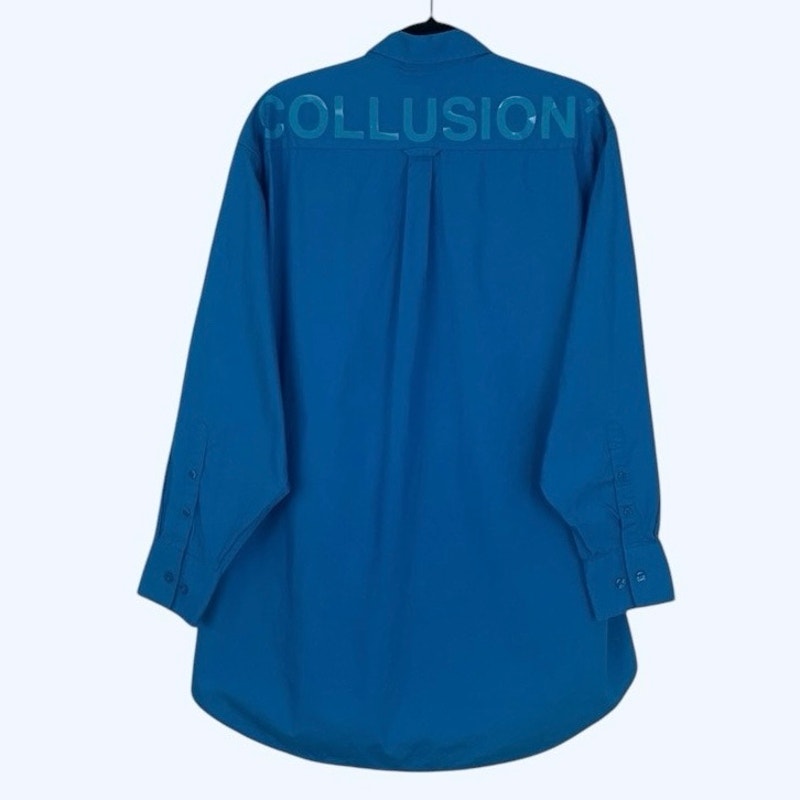 Collusion Vibrant Blue Oversized Long Sleeve Button Down Shirt