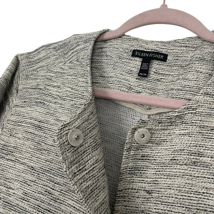 Eileen Fisher Grey Snap Button Down Cropped Sleeve Jacket