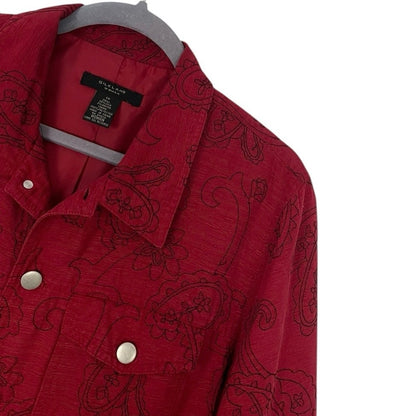 Silk Land Vintage Red & Black Paisley Embroidered Button Down Jacket