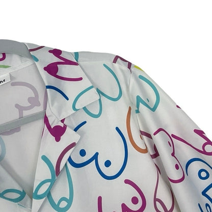 Unisex Colorful Breast Print Short Sleeve Button Down Shirt