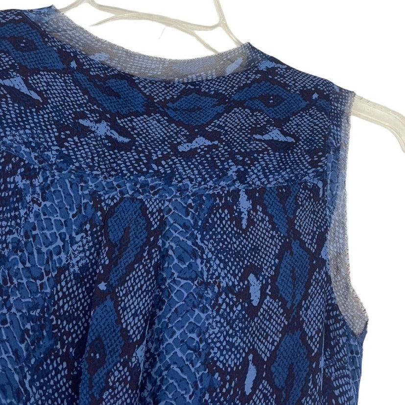 Banana Republic Blue Sheer Snakeskin Print Blouse