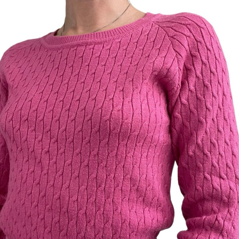 Sy Fashion Pink Cable Knit Soft Sweater