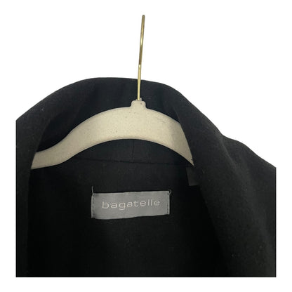 Bagatelle Black Faux Leather Trim Belted Moto Wrap Coat