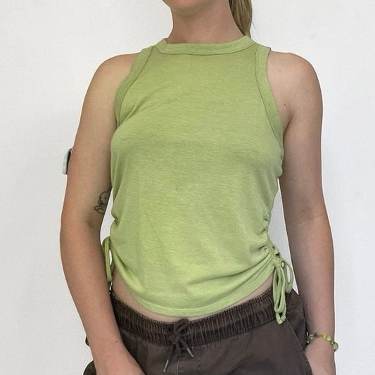 SO Lime Green Ruched Side Tie Tank Top