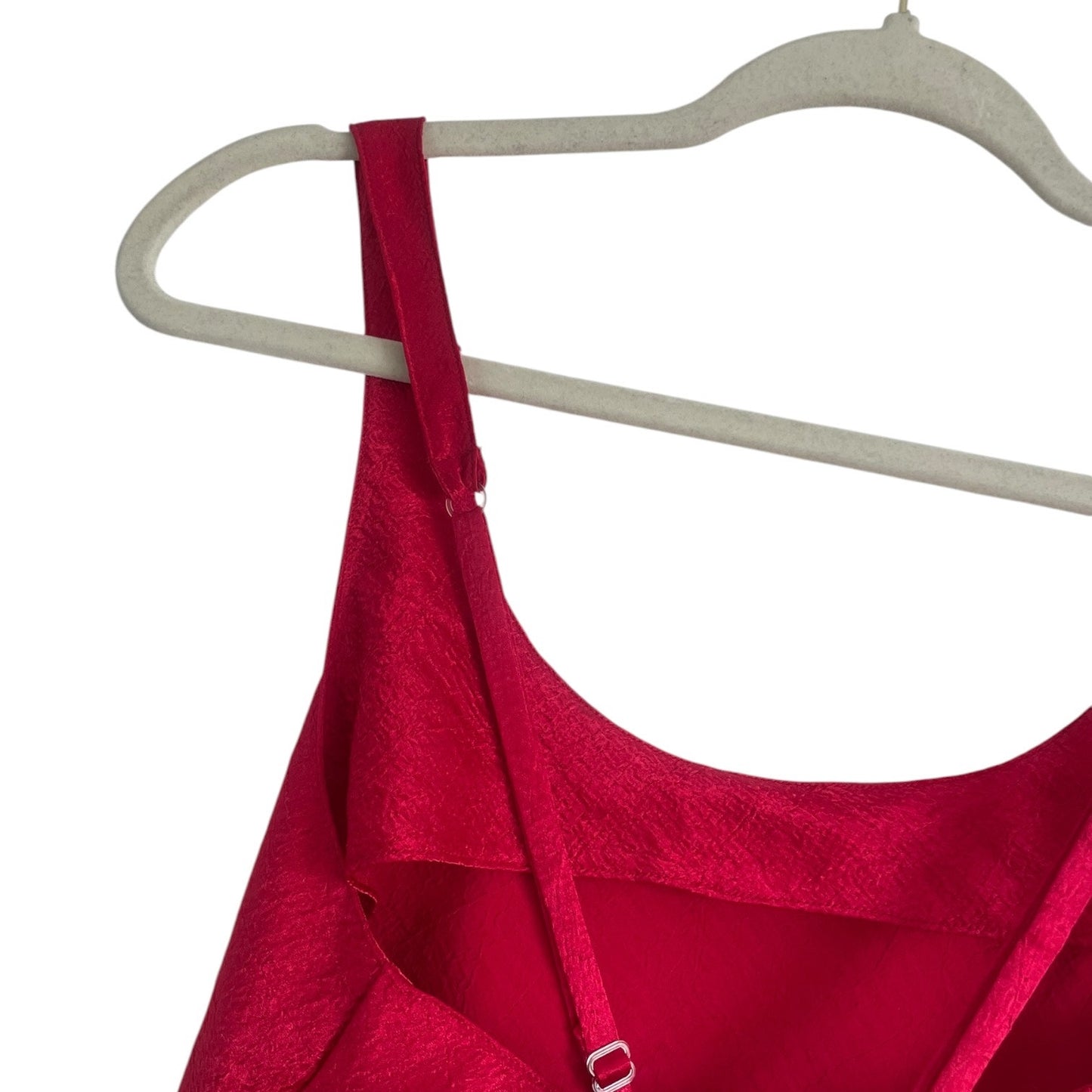 Victoria's Secret Vintage 2000s Red Silky Cross Back Mini Lace Trim Slip Dress