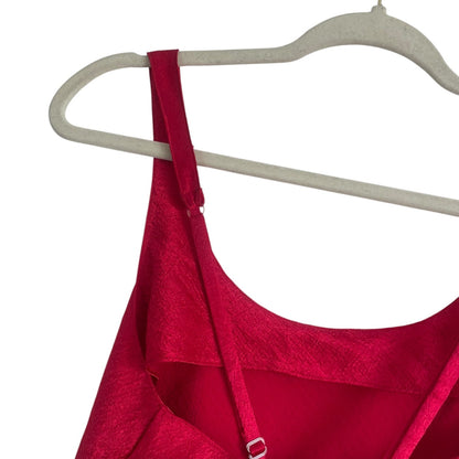 Victoria's Secret Vintage 2000s Red Silky Cross Back Mini Lace Trim Slip Dress