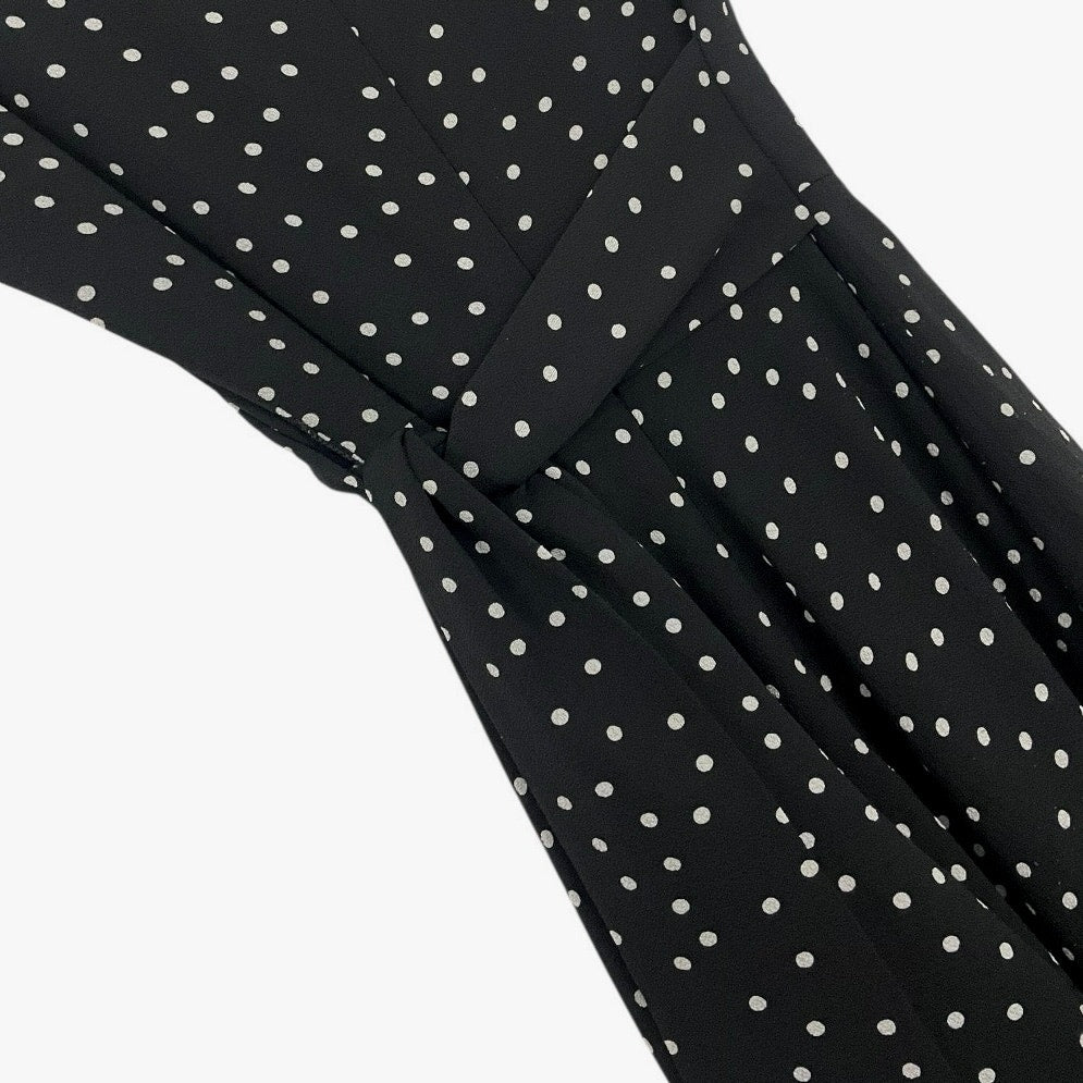 Tahari Black & White Polka Dot A-Line Midi Dress