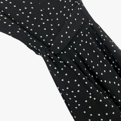 Tahari Black & White Polka Dot A-Line Midi Dress