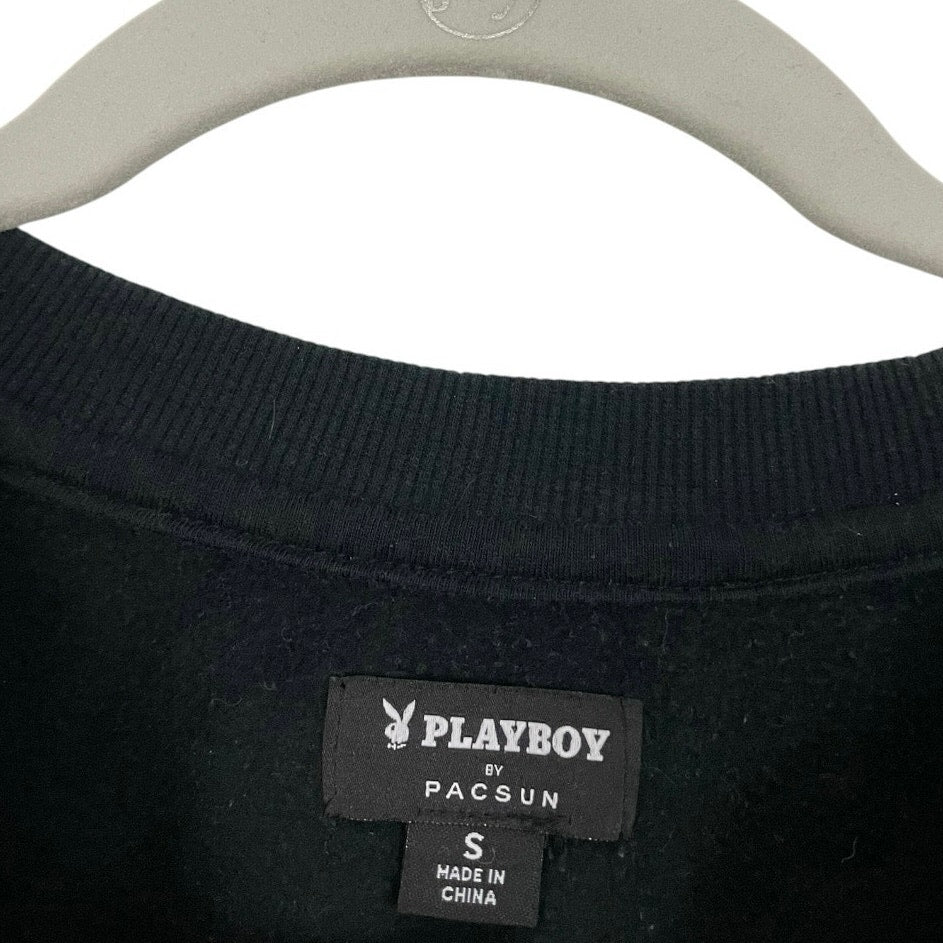 Playboy by PacSun Black & White Graphic Crewneck Sweatshirt