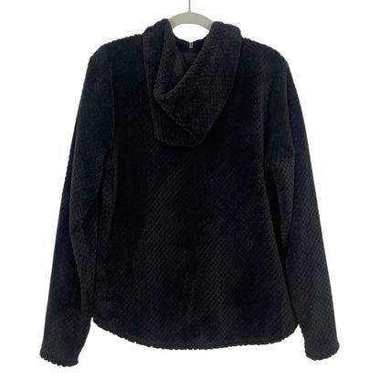 Kohl's Black Fluffy Quarter Zip Hoodie Sweatshirt