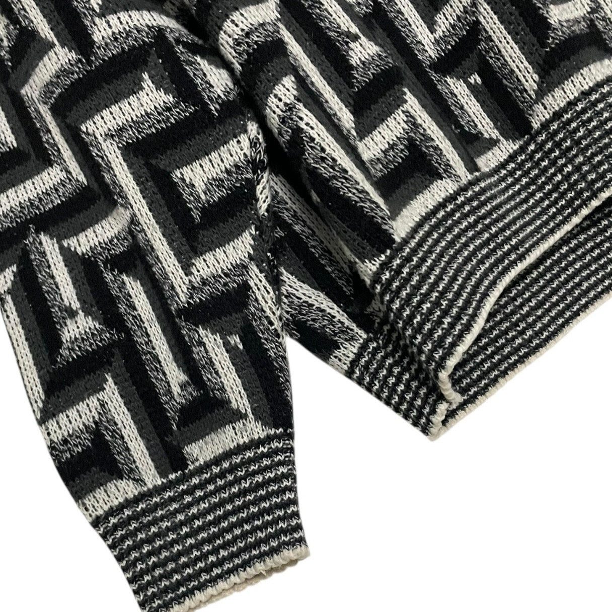 AREA Vintage Black & Grey Geometric Knit Crewneck Sweater