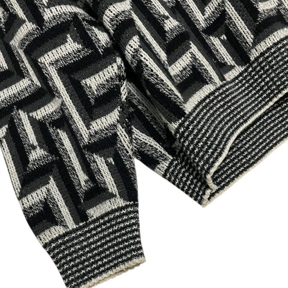 AREA Vintage Black & Grey Geometric Knit Crewneck Sweater
