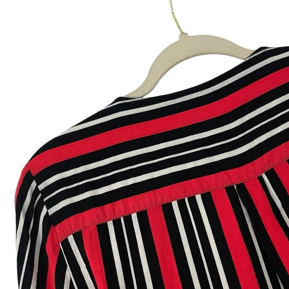 ONLY Red & Black Striped Tie Front Bell Sleeve Top
